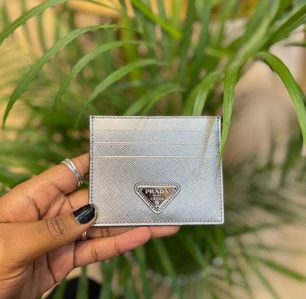 Prada Silver Leather Cardholder