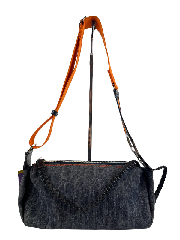 Christian Dior Navy Denim Monogram "Remove before flight" Crossbody