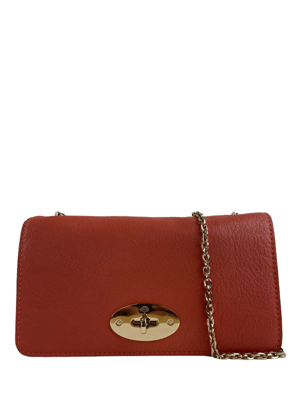 Mulberry Coral Leather "Bayswater" Wallet on Chain