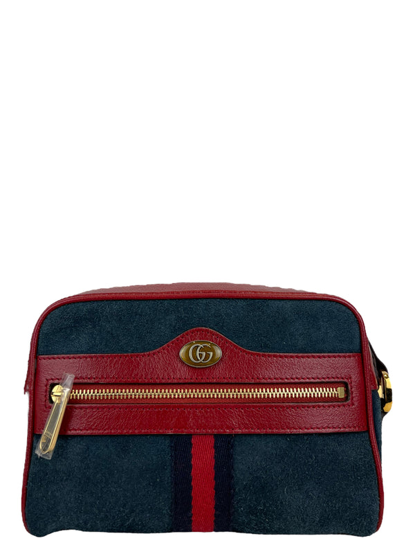 Gucci Ophidia Navy Suede & Red Leather Crossbody