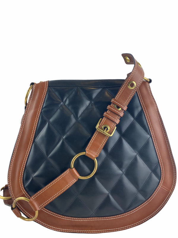 Mulberry x Luella Collection Brown & Black Quilted Leather Saddle Bag