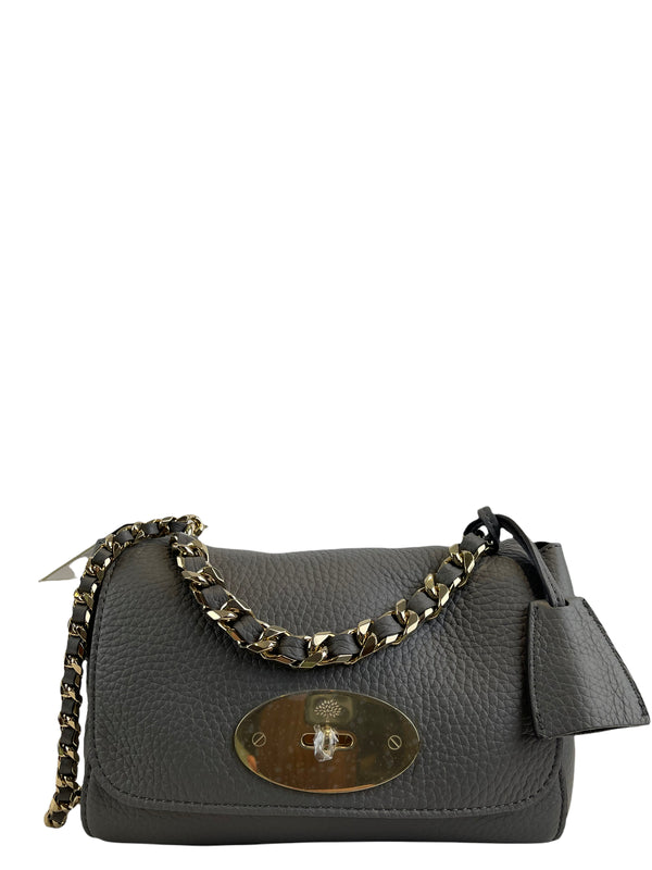 Mulberry Grey Peppled Leather Small Top Handle "Lily" Crossbody