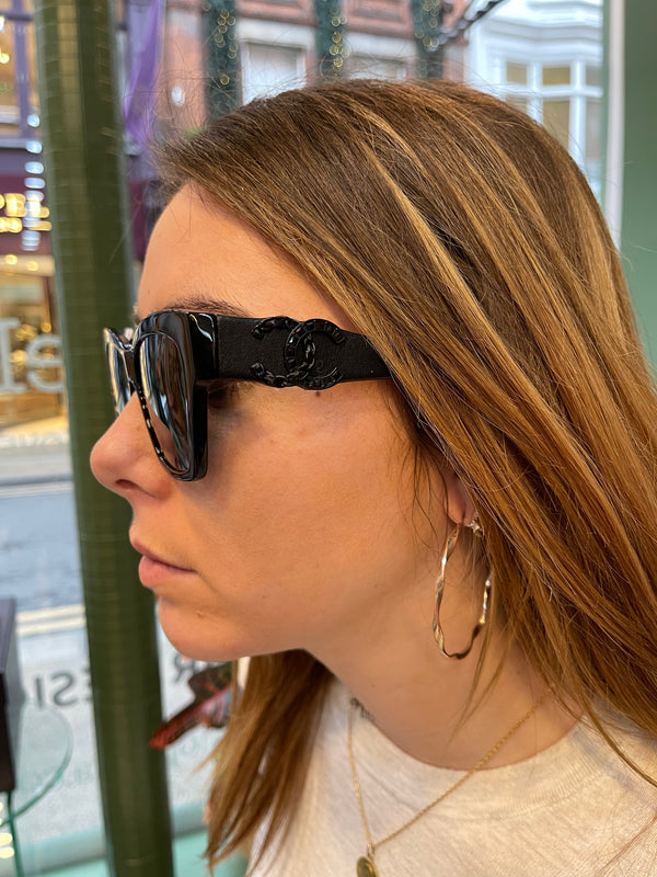 Chanel Black Sunglasses With Black CC Detail