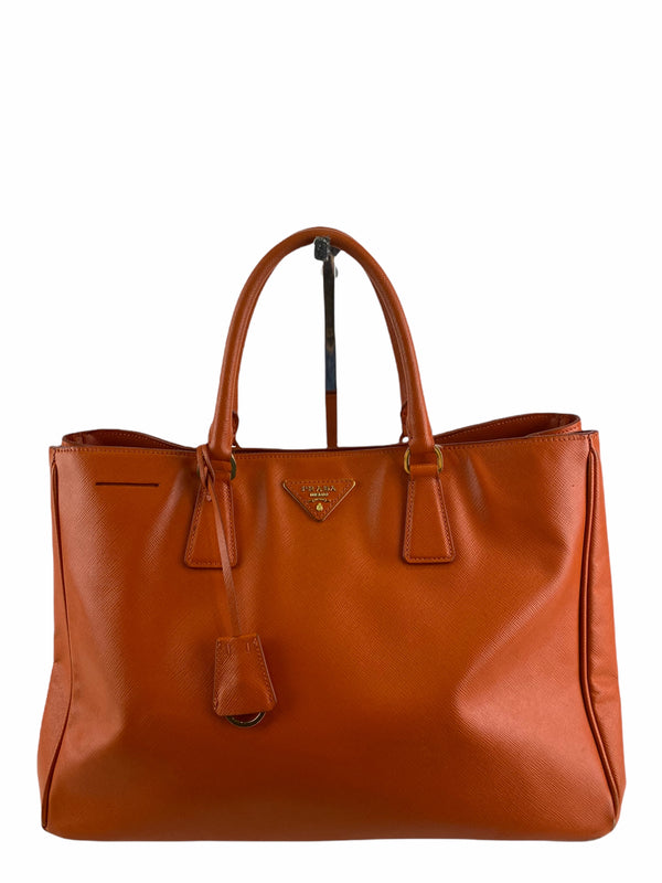 Prada Orange Saffiano Leather ‘Lux Open’ Tote