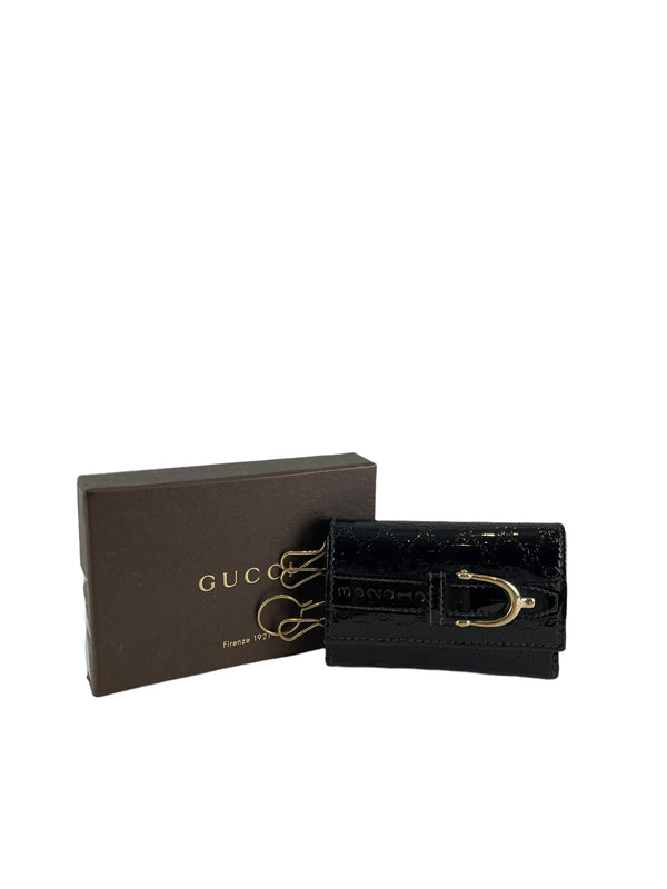 Gucci Black Patent Leather Key Holder