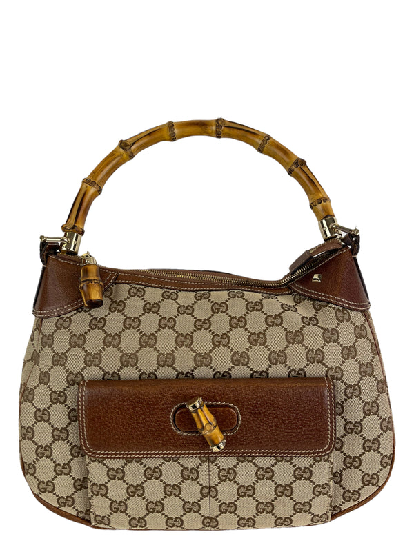 Gucci Monogram Canvas Hobo with Bamboo Handle