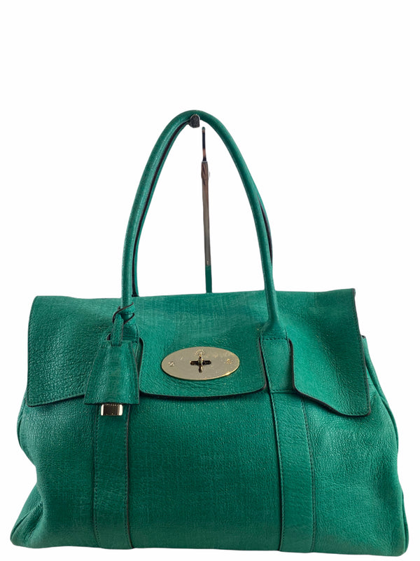 Mulberry Green Textured Leather “Bayswater” Tote