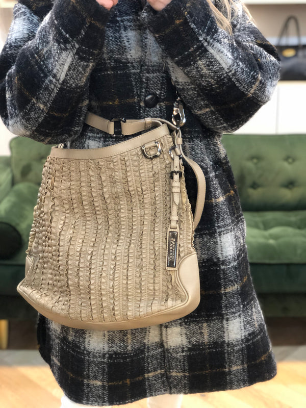 Burberry Cream Frilled Leather Shoulder Bag