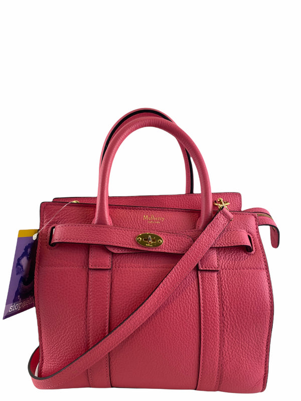 Mulberry Bubblegum Pink Leather “Mini Bayswater Zipped” Tote