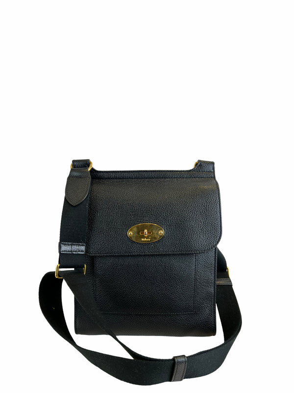 Mulberry Small Black Leather "Antony" Satchel