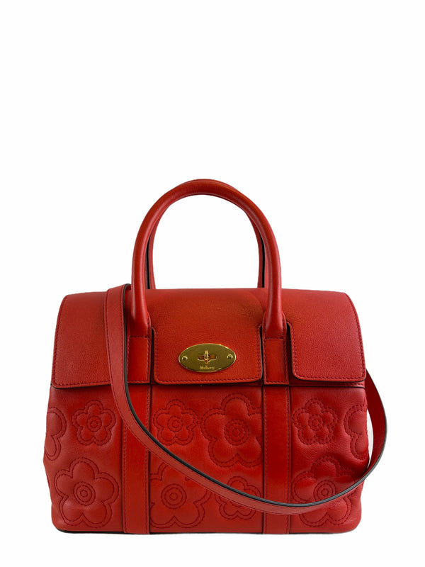 Mulberry Burnt Orange Floral Leather “Bayswater”