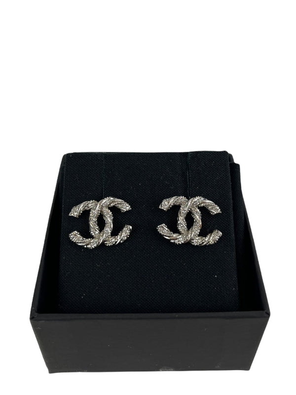 Chanel Silvertone ’CC’ Earrings - Medium