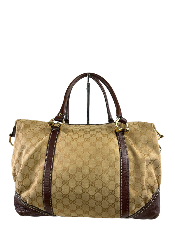 Gucci Brown Monogram Canvas & Leather Tote