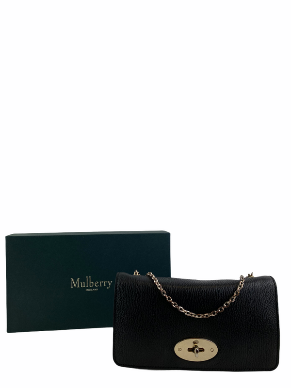 Mulberry Black Leather Wallet on Chain Crossbody