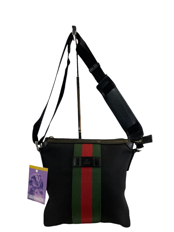 Gucci Black Techno Canvas GG Web Messenger