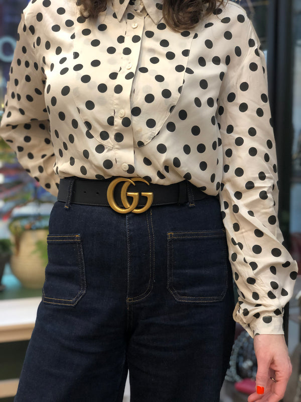 Gucci Black Leather GG Belt