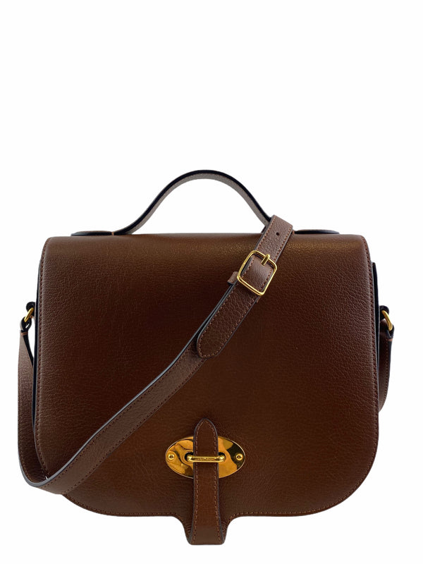 Mulberry Brown Leather Crossbody w/ Adjustable Strap Bag