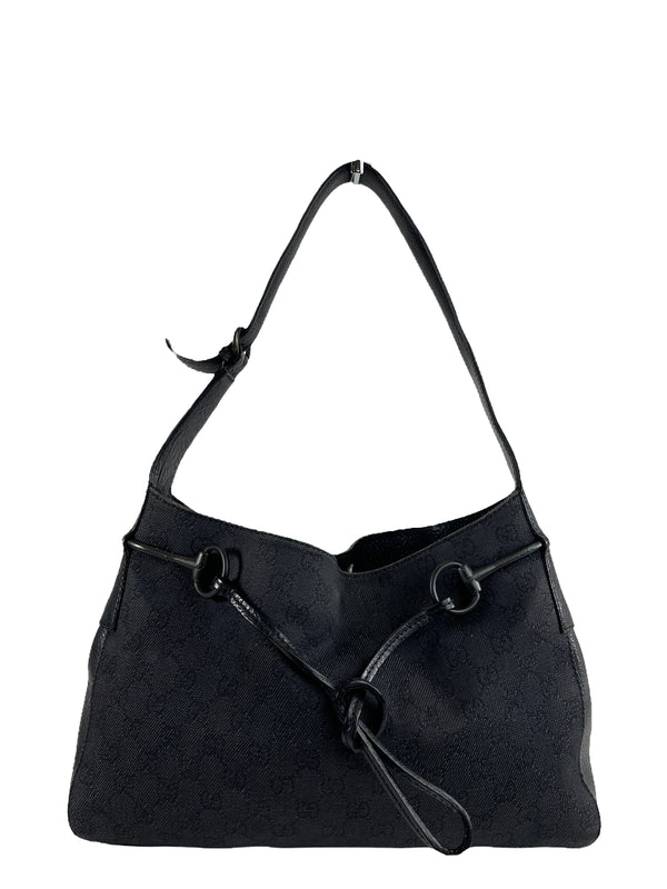 Gucci Black Monogram Canvas Hobo