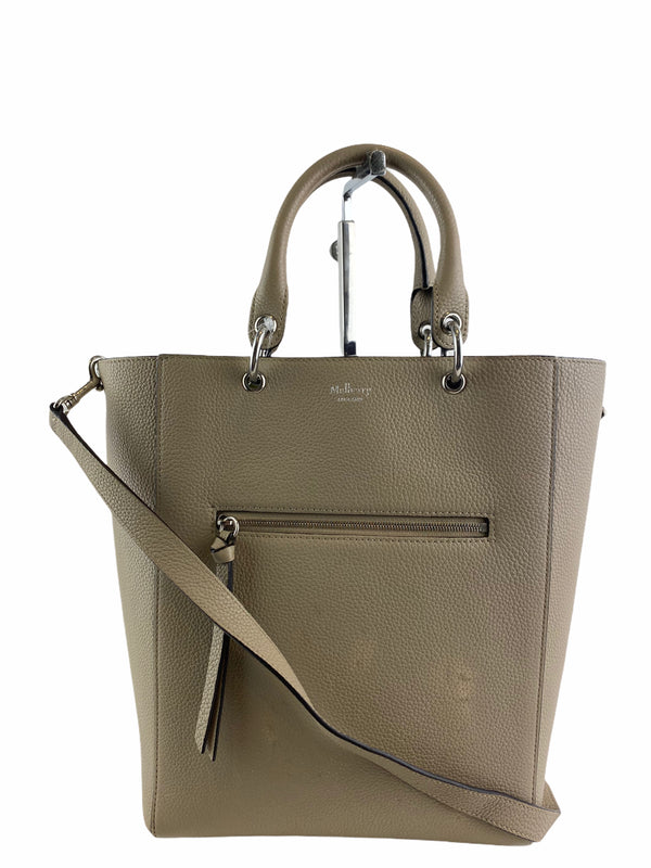 Mulberry Grey Leather Bucket Bag with Crossbody Strap