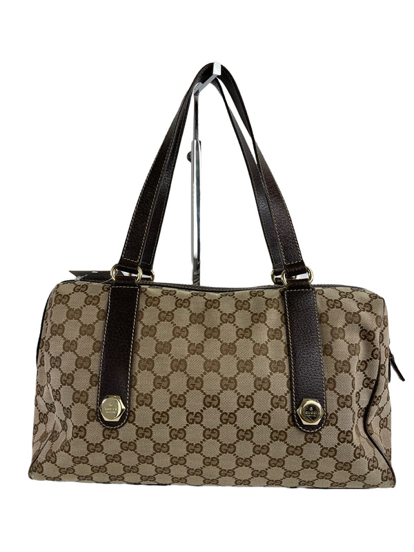 Gucci Leather & Monogram Canvas Tote