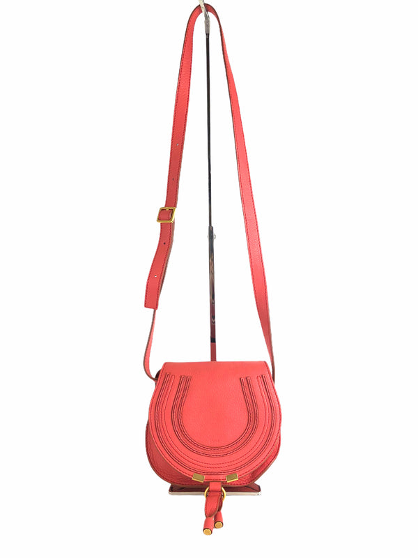 Chloe Mini Coral Leather "Marcie" Crossbody