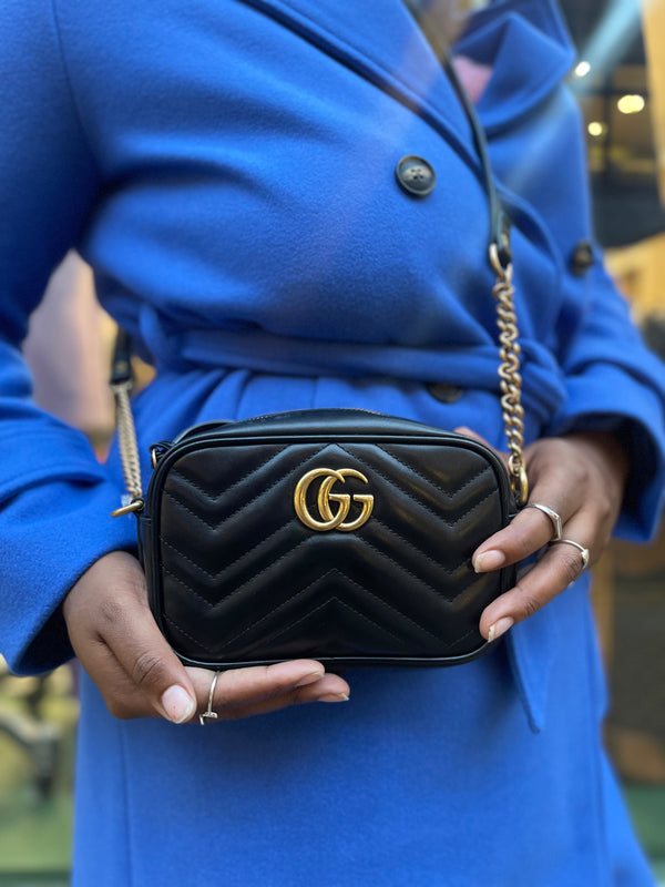 Gucci Small Black Leather Marmont Crossbody