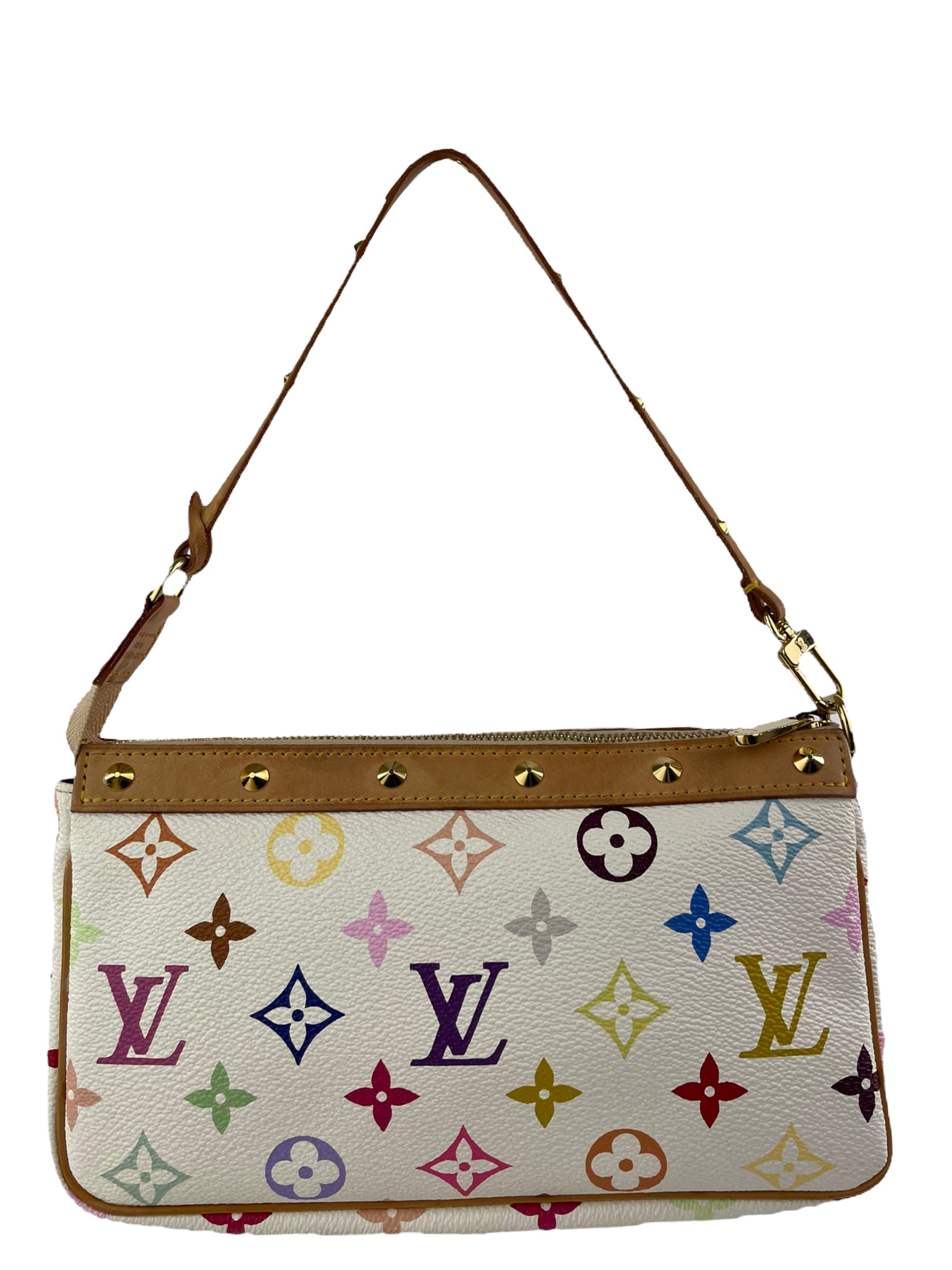 IN THE STYLE OF LOUIS VUITTON TAKASHI MURAKAMI WHITE POCHETTE BAG #1286