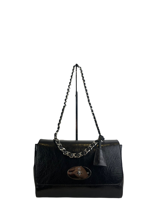 Mulberry Black Leather Medium "Top Handle Lily” Shoulder Bag