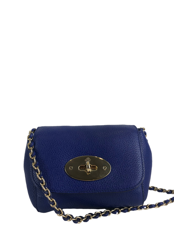 Mulberry Blue Leather Mini "Lily" Crossbody