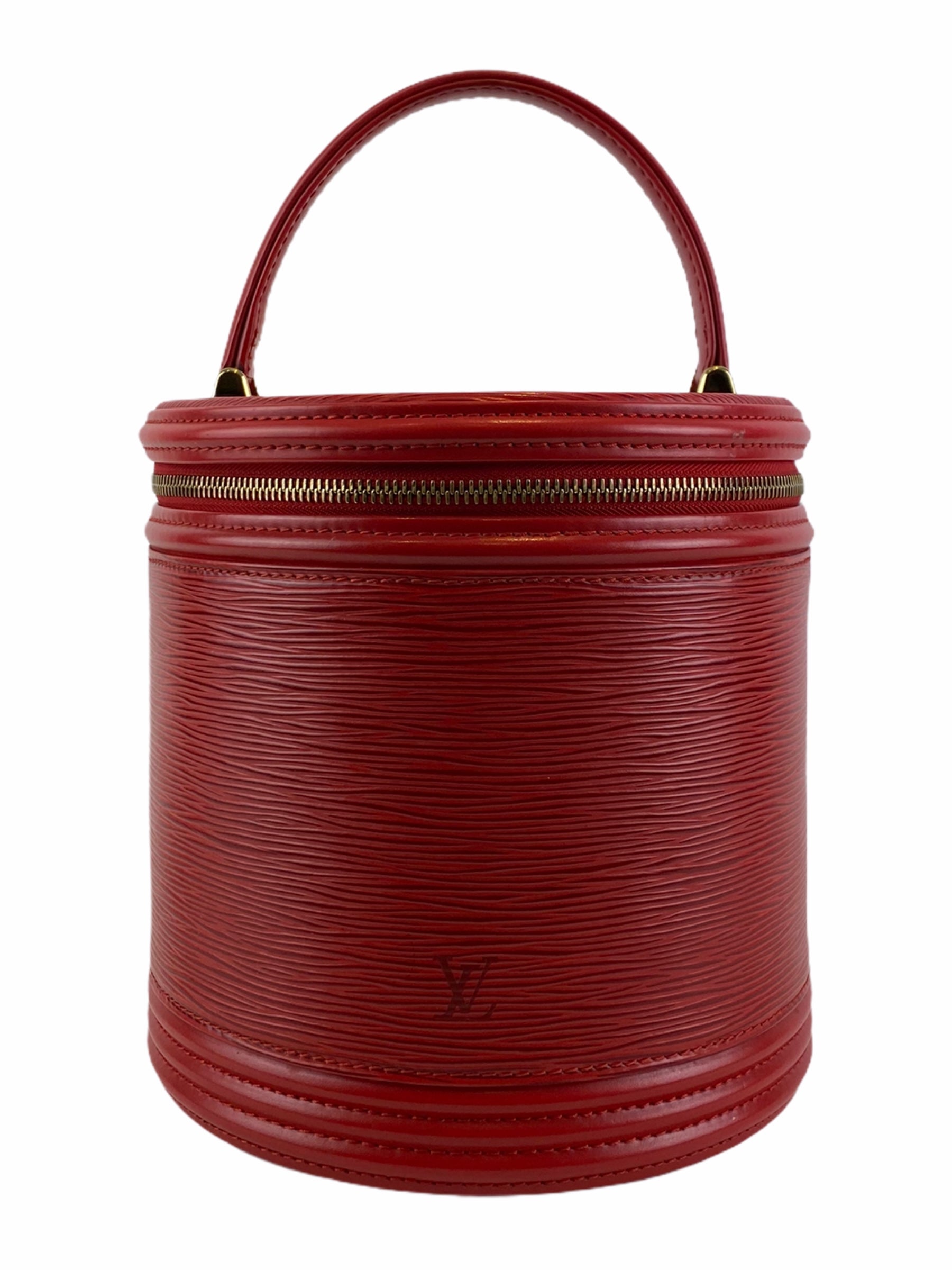 LOUIS VUITTON. Bucket bag in red epi leather, model Noé…