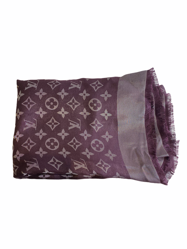 Louis Vuitton Purple Monogram Wool & Silk Scarf - As Seen on Instagram 21/03/21