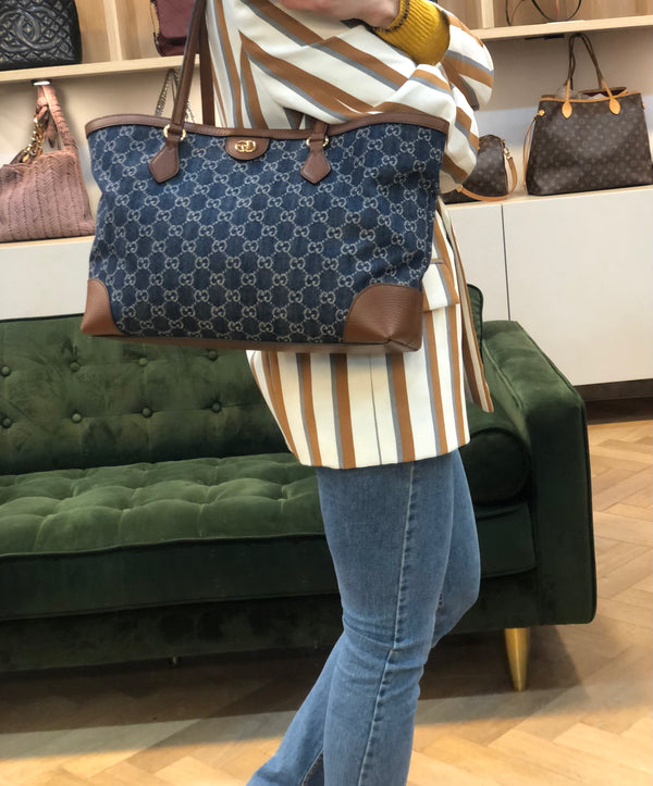 Gucci Blue Denim Ophelia Tote Bag