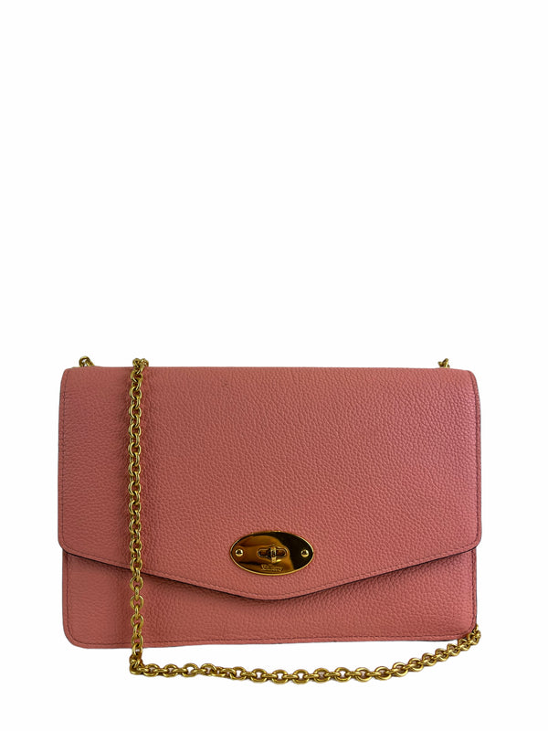 Mulberry BubbleGum Pink Grained Leather Medium "Darley" Crossbody