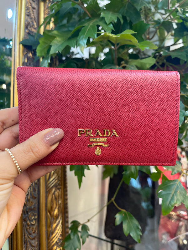 Prada Red Saffiano Leather Wallet