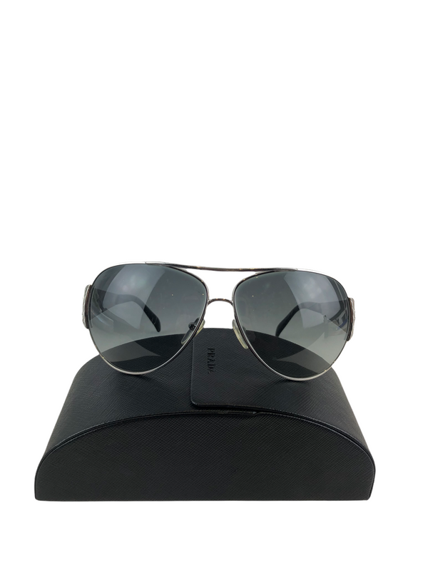 Prada Silver Diamanté Aviator Sunglasses