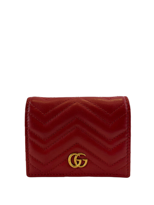 Gucci Red Chevron Leather Bi-Fold Wallet