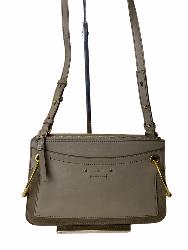 Chloe Dove Grey Leather & Suede "Roy" Shoulder Bag