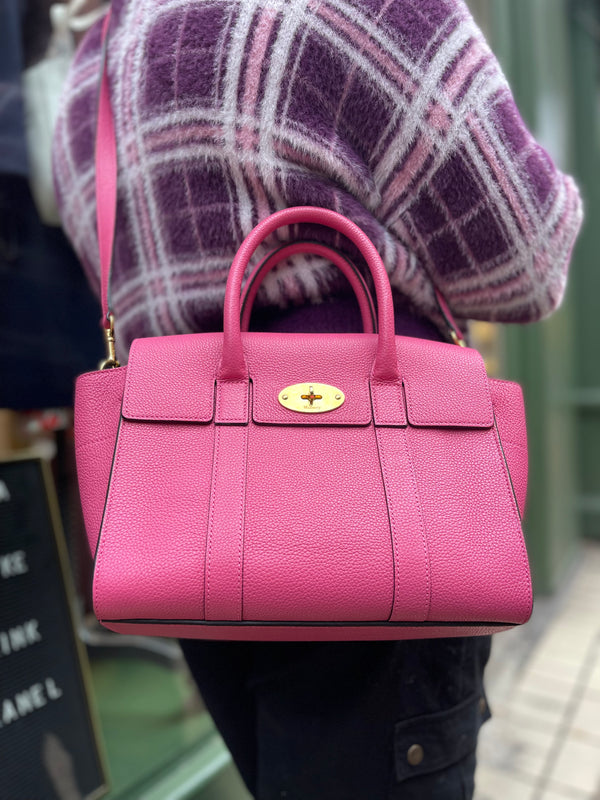 Mulberry Pink Grained Leather Small 'Bayswater' Satchel