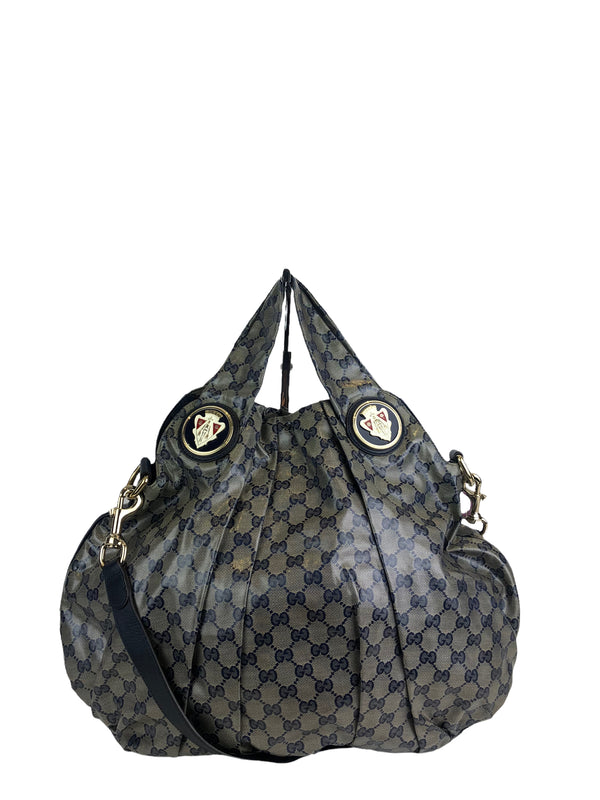 Gucci Navy Coated Canvas Hobo