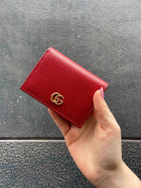 Gucci Red Leather Card Case Wallet