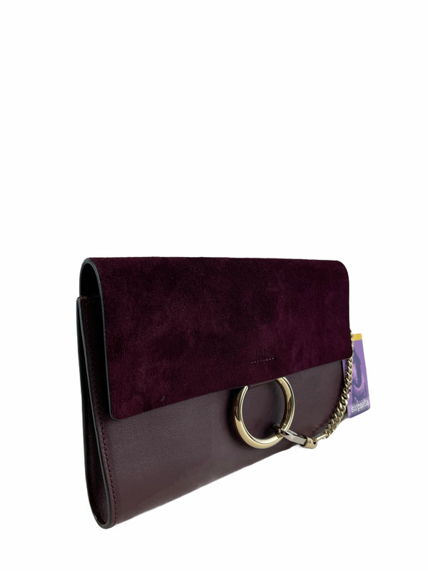 Chloe Plum Leather & Suede “Faye” Clutch