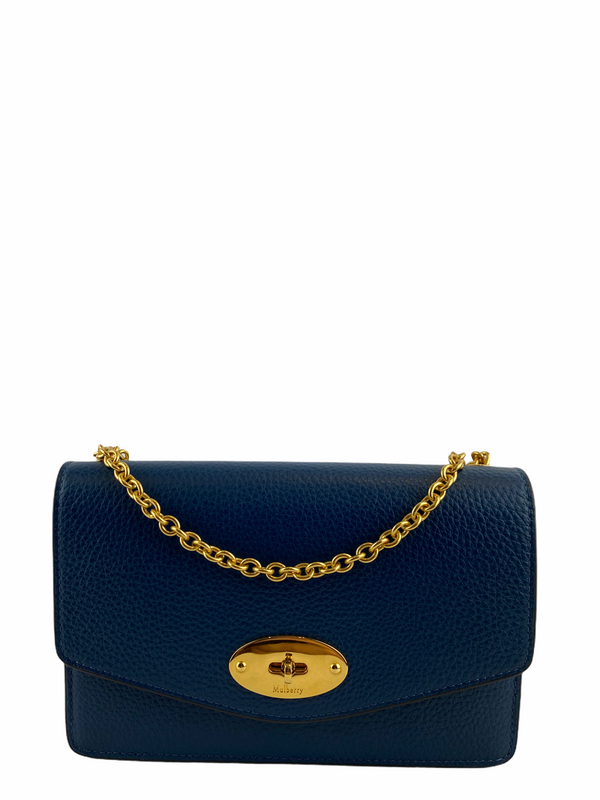 Mulberry Blue Leather “Darley” Chain Crossbody