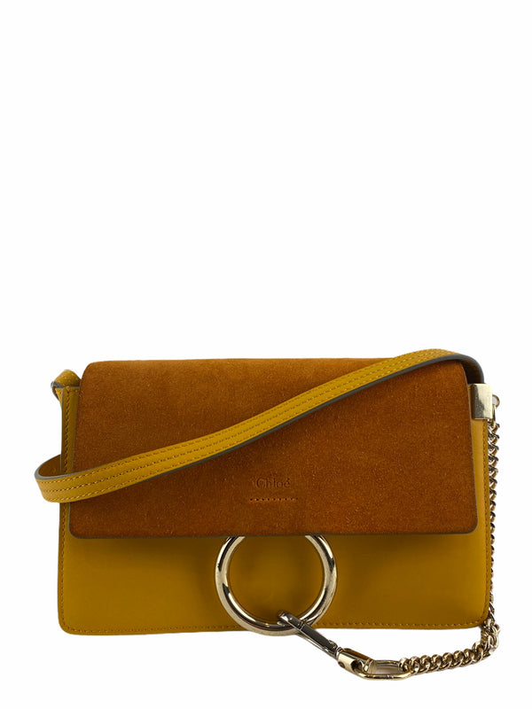 Chloe Orange Leather and Suede “Faye” Crossbody