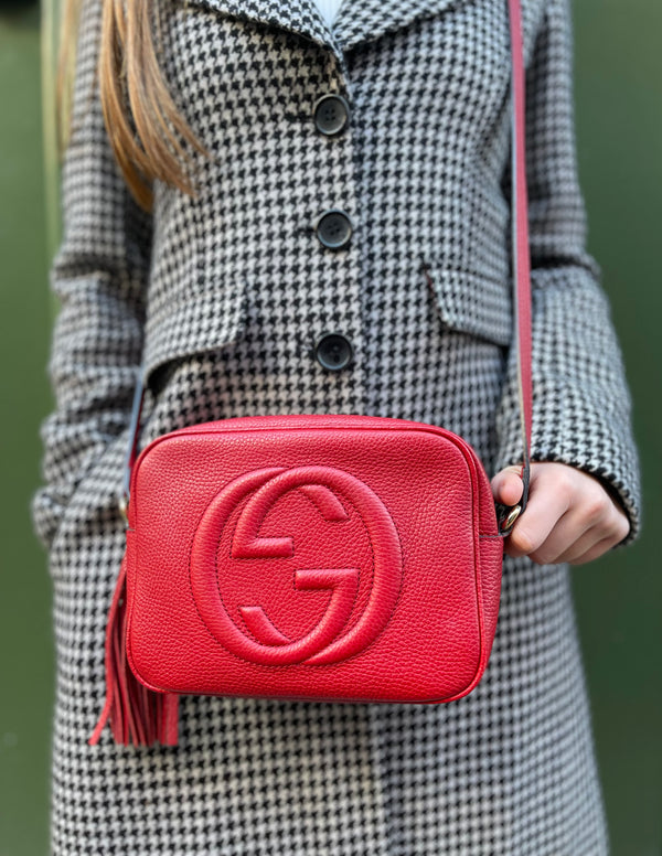 Gucci Red Textured Leather Soho Crossbody